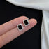 Baguette Cut 14K White Gold Plated Black Cubic Zirconia Men Women Stud Earrings